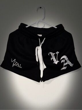 Vital Apparel Black Athletic Shorts with White Drawstring